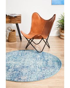 Evoke 253 Hamptons Style Indoor Rug Blue Round