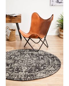 Evoke 253 Hamptons Style Indoor Rug Charcoal Round