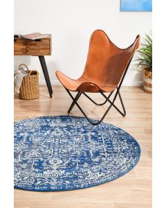 Evoke 253 Hamptons Style Indoor Rug Navy Round