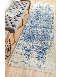 Evoke 253 Hamptons Style Indoor Rug White Navy Runner