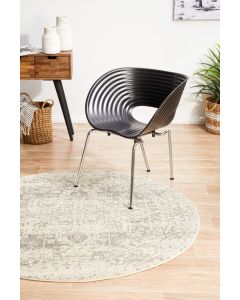 Evoke 253 Hamptons Style Indoor Rug White Silver Round