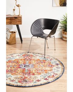 Evoke 254 Hamptons Style Indoor Rug White Round