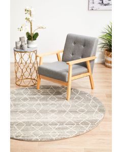 Evoke 257 Hamptons Style Indoor Rug Silver Round