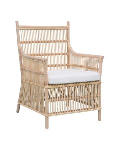 Haiti Wicker Armchair with Cushion - Outdoor Under-Cover Natural, W 79cm D 70cm H 101cm (RRP $599)