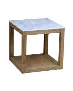 Denver Marble Side Table White, W 50cm D 50cm H 50cm (RRP $999)
