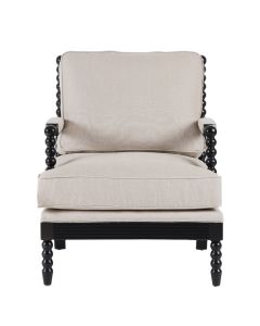 Elizabeth Bobbin Hamptons Armchair Black, W 86 D 71.5 H 86cm (RRP $1499)