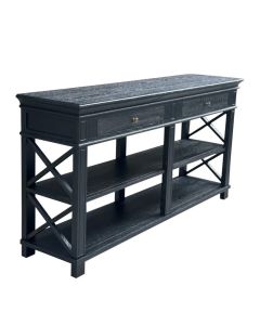 "Northampton" Hamptons Style Timber Hall Console Table Black, 160cmW x 40cmD x 80cm (RRP $1999)