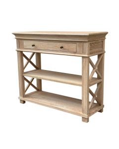 "Northampton" Hamptons Style Timber Hall Console Table Whitewashed Oak, 95cmW x 30cmD x 80cmH (RRP $1499)