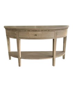 Harbord Hamptons Style Solid Timber Curved Console Hall Table Weathered Oak, 140cmW x 40cmD x 80cmH (RRP $1799)