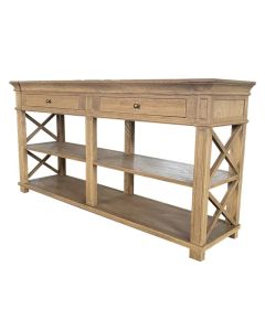 "Northampton" Hamptons Style Timber Hall Console Table Weathered Oak, 160cmW x 40cmD x 80cm (RRP $1999)
