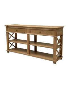 "Northampton" Hamptons Style Timber Hall Console Table Natural Oak, 160cmW x 40cmD x 80cm (RRP $1999)