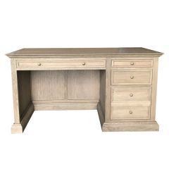"Noosa" Hamptons Style Timber French Panel Weathered Oak Executive Desk with Drawers, 147cmW x 66cmD x 78cmH (RRP $3499)