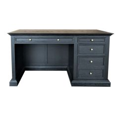 "Noosa" Hamptons Style Timber French Panel Black Executive Desk with Drawers, 147cmW x 66cmD x 78cmH (RRP $3499)