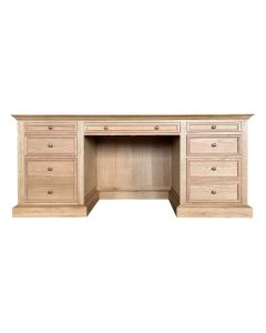 "Maine" Hamptons Style Timber Executive Desk Natural Oak, 180cmW x 74cmD x 78cmH (RRP $3999)