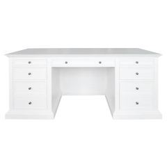 "Maine" Hamptons Style Timber Executive Desk, White, 180cmW x 74cmD x 78cmH (RRP $3999)