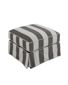 Slip Cover Only - Noosa Hamptons Ottoman Grey/Cream Stripe, W 83cm D 83cm H 45cm (RRP $299)