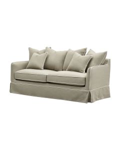 Noosa Hamptons 2.5 Seat Sofa Bed Natural with White Piping, L 190 D 91 H 80cm (RRP $3849)