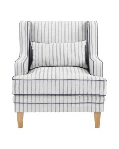 Bondi Hamptons Armchair Blue Pin Stripe, W 92cm D 85cm H 94cm (RRP $1499)
