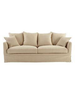 Noosa Hamptons 3 Seat Sofa Beige Linen Blend, W 221cm D 91cm H 80cm (RRP $3299)