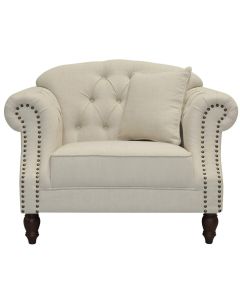 Vaucluse Buttoned Armchair Beige, W 112cm D 87cm H 90cm (RRP $1499)