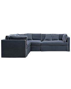 Marbella Modular Sofa Navy W/White Piping Left, W 300 D 250 H 85cm (RRP $6149)
