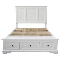 "Sophia" Hampton Style Hardwood Timber Queen Bed White, 168cm x 215.5cm x 150cm (RRP $1799)