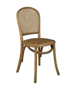 "Denver" Provincial Solid Oak Timber Dining Chair with Rattan Seat, D 43cm W 43cm H 88cm (RRP $499)