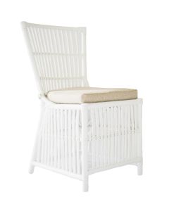 "Islander" Resort Style Rattan Cane Dining Chair with Cushion, White (RRP $349)