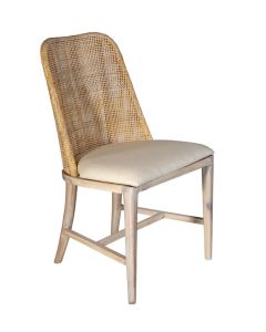 "Careel Bay" Hampton Style Rattan Dining Chair, Whitewash Timber Legs (RRP $449)