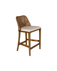 "Careel Bay" Hampton Style Rattan Kitchen Counter Stool Mango Teak, Timber Legs (RRP $499)