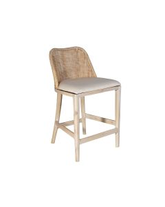 "Careel Bay" Hampton Style Rattan Kitchen Counter Stool Whitewash, Whitewash Timber Legs (RRP $499)