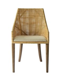 "Coral Bay" Resort Style Rattan Dining Chair Natural, Timber Legs (RRP $449)