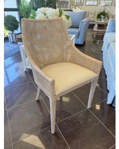 "Coral Bay" Hamptons Style Rattan Whitewash Dining Chair, Whitewash Legs (RRP $449)