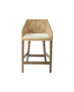 "Coral Bay" Resort Style Rattan Kitchen Counter Barstool Natural, Timber Legs (RRP $499)