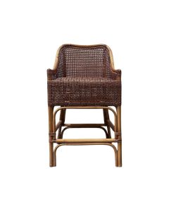"Southbeach" Hamptons Style Rattan Cane Kitchen Counter Bar Stool, Mango Teak (RRP $499)