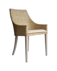 "Raffles" Resort Style Whitewash Rattan Dining Chair, Whitewash Timber Legs (RRP $499)