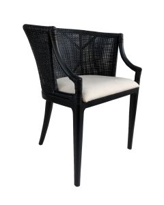 "Hampton Bay" Hampton Style Rattan Dining Chair Black, Black Legs (RRP $449)