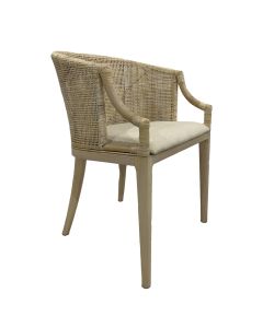 "Hampton Bay" Hampton Style Rattan Dining Chair Whitewash, Whitewash Legs (RRP $549)
