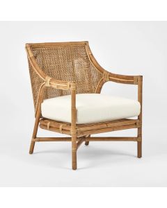 Havana Havana Occasional Chair Rattan Cream Cushion, D 70cm W 70cm H 86cm (RRP $1499)