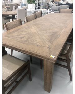 "Hayman" Hamptons Style Hardwood Timber Parquetry Dining Table, RH Finish, 300x120x77cm (RRP $3999)