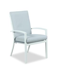 "Santorini" Resort Style Outdoor Aluminium Superior Comfort High Back Dining Chair in White, Grey Seat & Back Cushion (RRP $349)