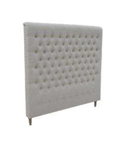 Chesterfield Hamptons Style King Size Headboard Natural Linen, 150cmH (RRP $1499)