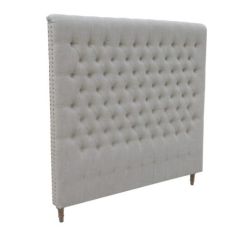 Chesterfield Hamptons Style Queen Size Headboard Natural Linen, 150cmH (RRP $1199)