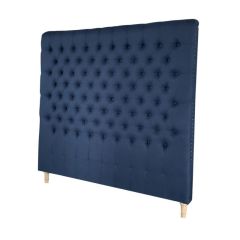 Chesterfield Hamptons Style Queen Size Headboard Navy Linen, 150cmH (RRP $1199)