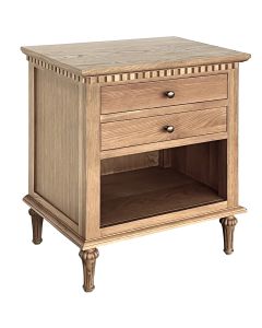 "Maison" Hamptons Style Solid Timber 2 Drawer Bedside Table, Natural Oak 60cmW x 43cmD x 72cmH (RRP $999)