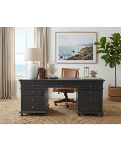 "Harbord" Hamptons Style Timber Executive Desk Black Oak, 180cmW x 74cmD x 78cmH (RRP $3999)