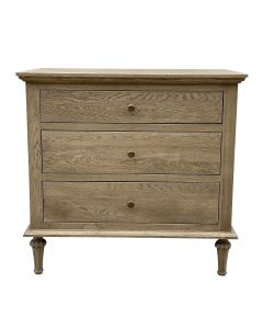 "Hampshire" Hamptons Style Solid Timber 3 Drawer Bedside Table, Dark Oak 75cmW x 49cmD x 71cmH (RRP $1499)
