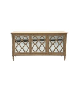 "Sienna" Hamptons Style 3 Door Buffet Sideboard Weathered Oak, 173cm W x 46cm D x 89cm H (RRP $2499)