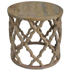 "Sienna" Hamptons Style Recycled Timber Round Side Table, 60cm