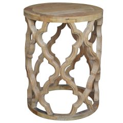 "Sienna" Hamptons Style Recycled Timber Small Round Side Table, 45cm